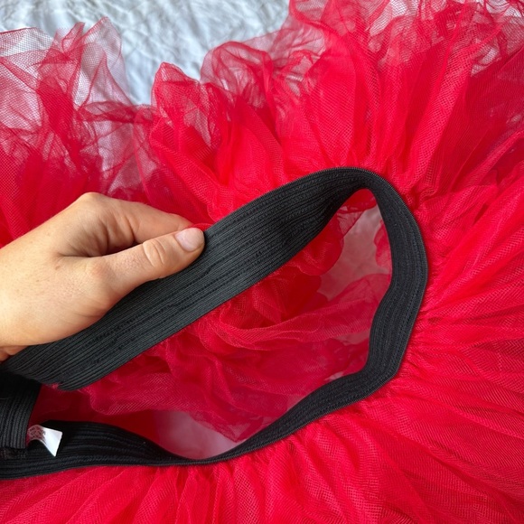 Red Tulle Tutu Skirt Set of 2 Skirts Elastic Waist - Picture 5 of 6